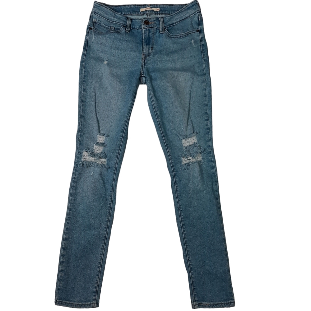 Levi's 711 Skinny Low Rise Distressed Ankle Blue Jean SZ 28